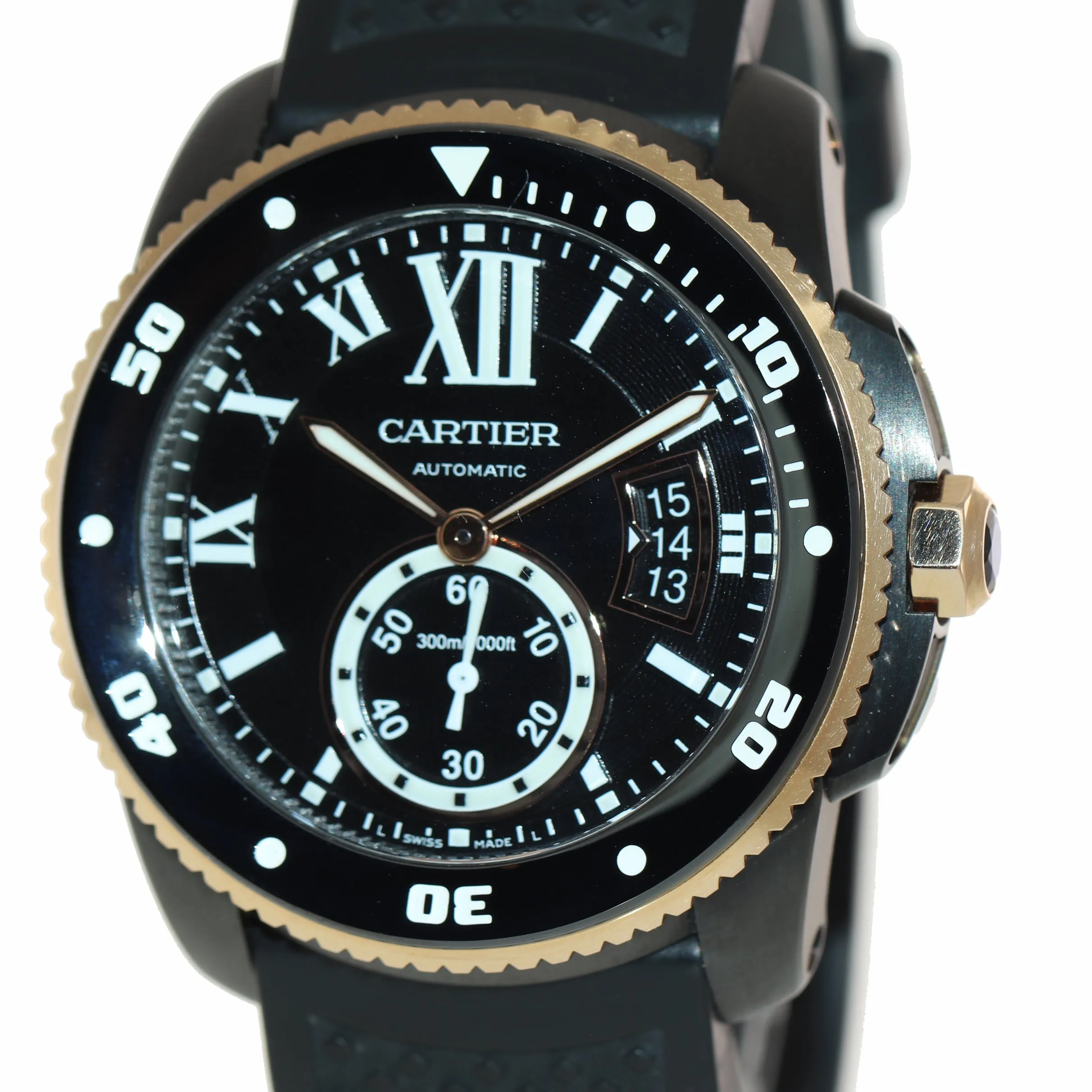 MINT Cartier Calibre Diver Rose Gold Black Steel 42mm Dive Watch W2CA0004 3729
