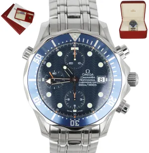 MINT Omega Seamaster 300M Chronograph Diver 41mm Blue 2599.80 Stainless Watch