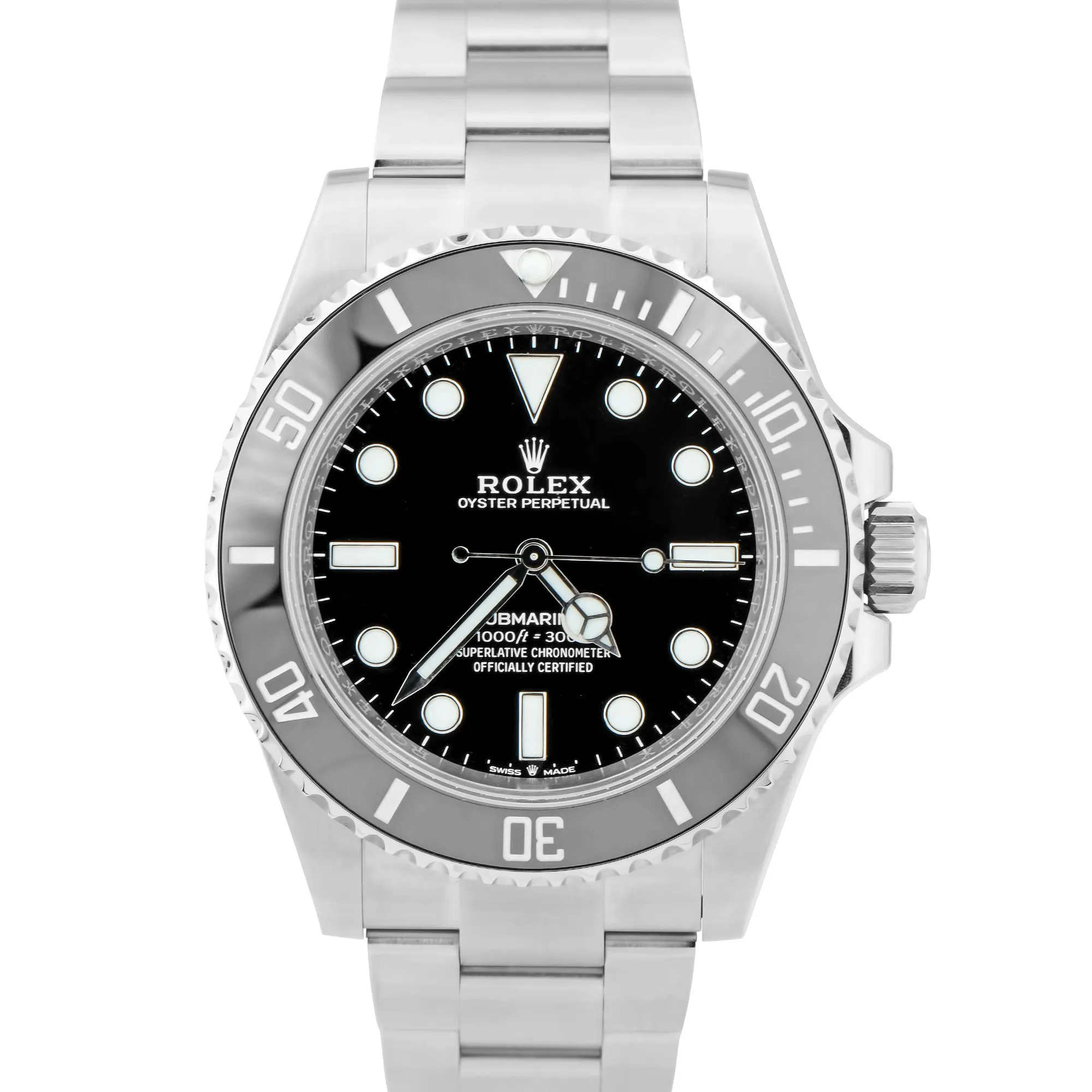 MINT Rolex Submariner 41mm No-Date Black Ceramic Stainless Dive Watch 124060 LN