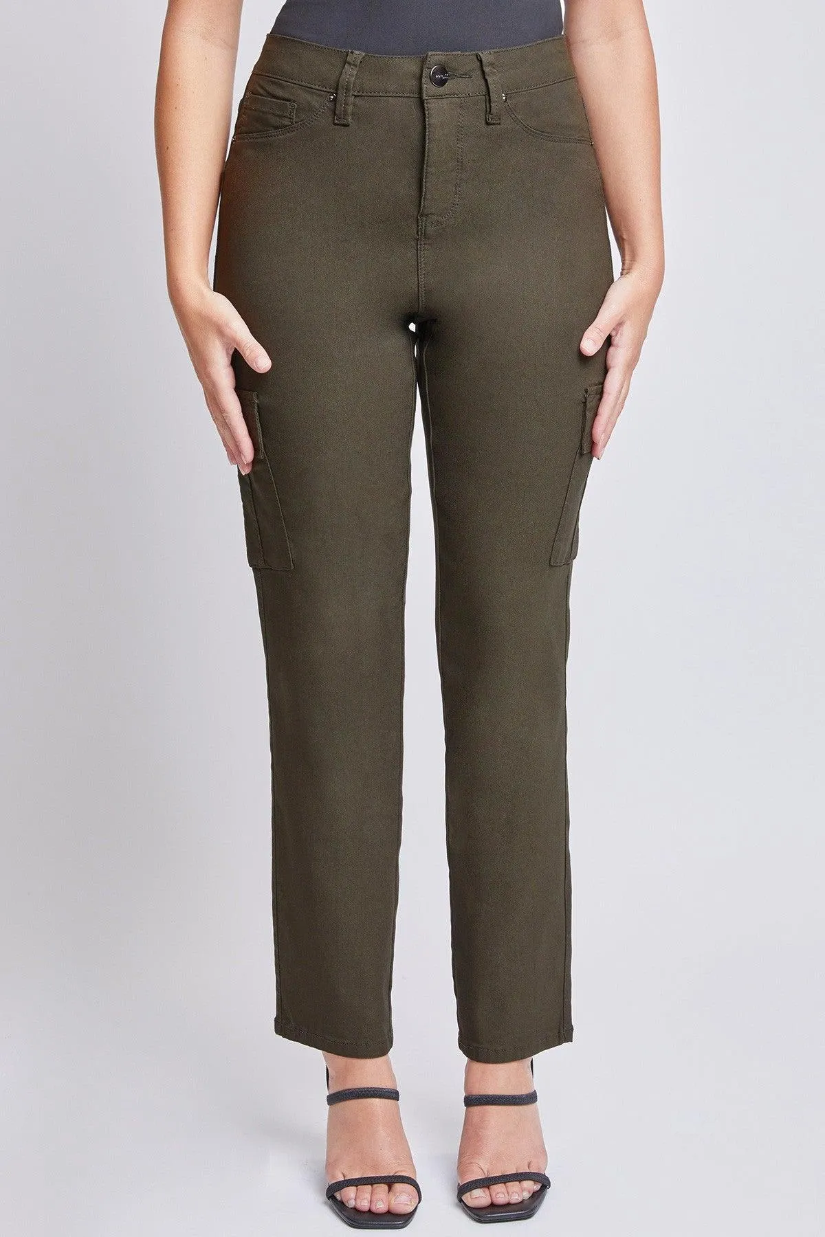 Missy Hyperstretch High Rise Straight Leg Cargo-Dark Olive