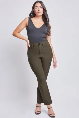 Missy Hyperstretch High Rise Straight Leg Cargo-Dark Olive