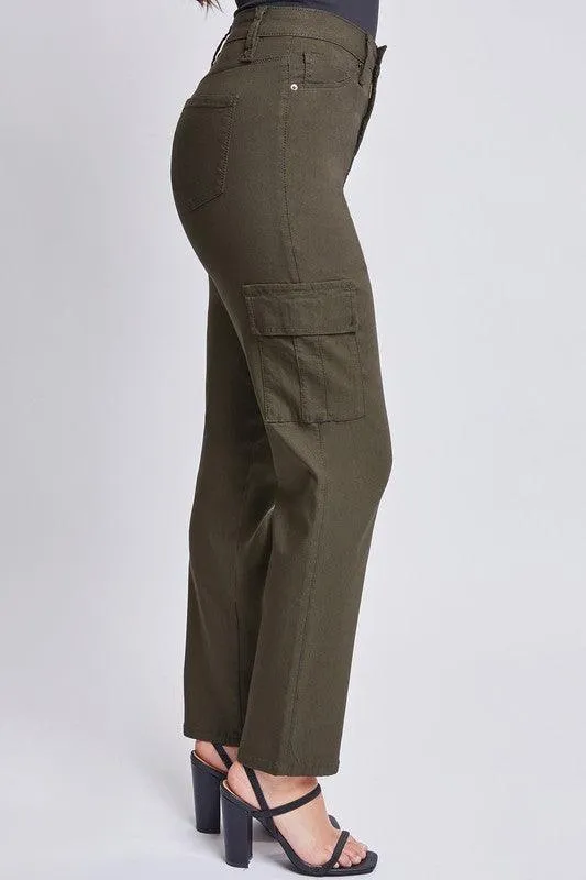 Missy Hyperstretch High Rise Straight Leg Cargo-Dark Olive