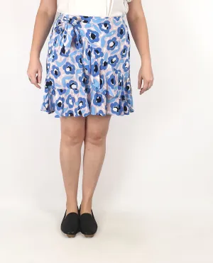 Mister Zimi blue print faux wrap skirt size 14