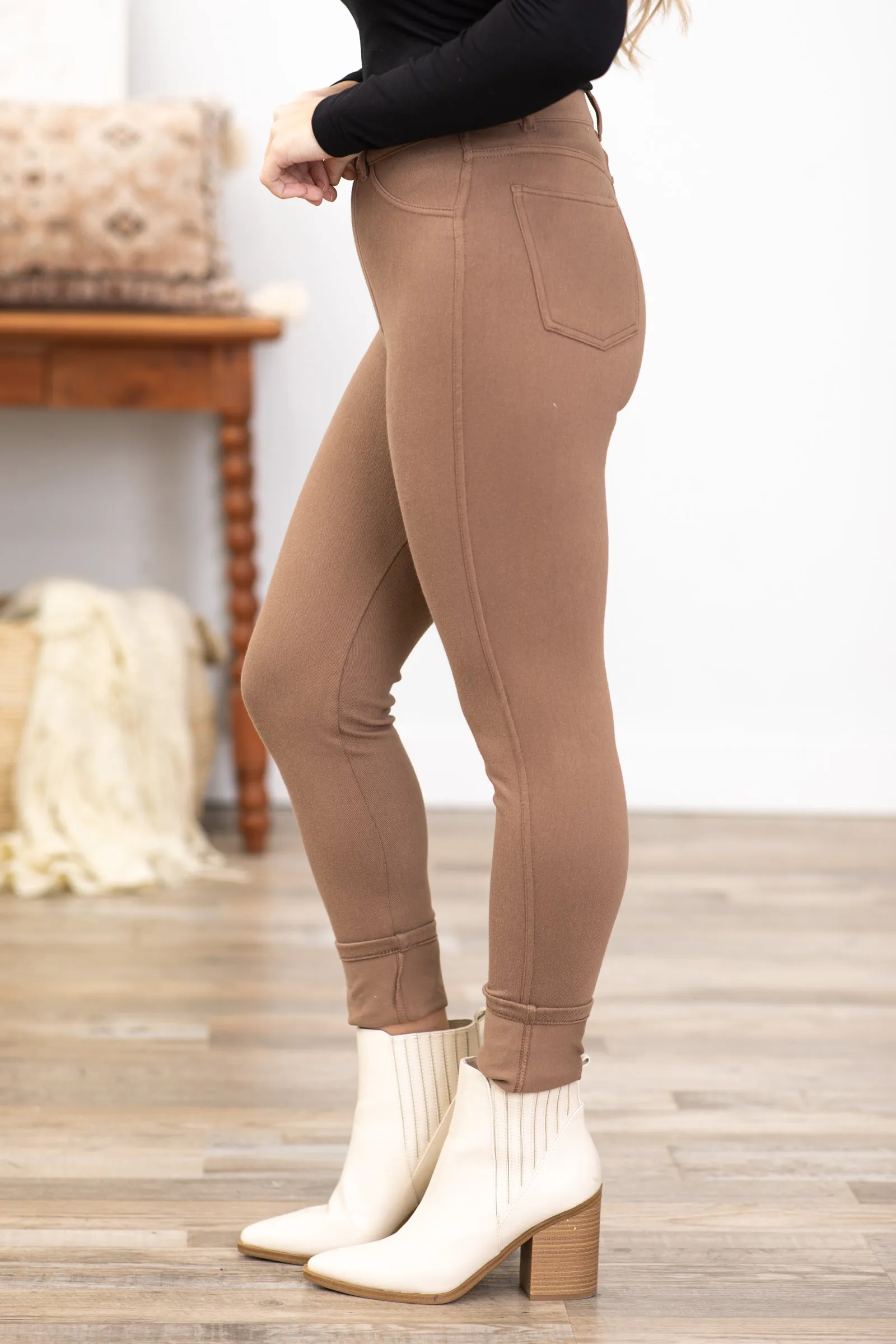 Mocha Cotton Stretch Pants