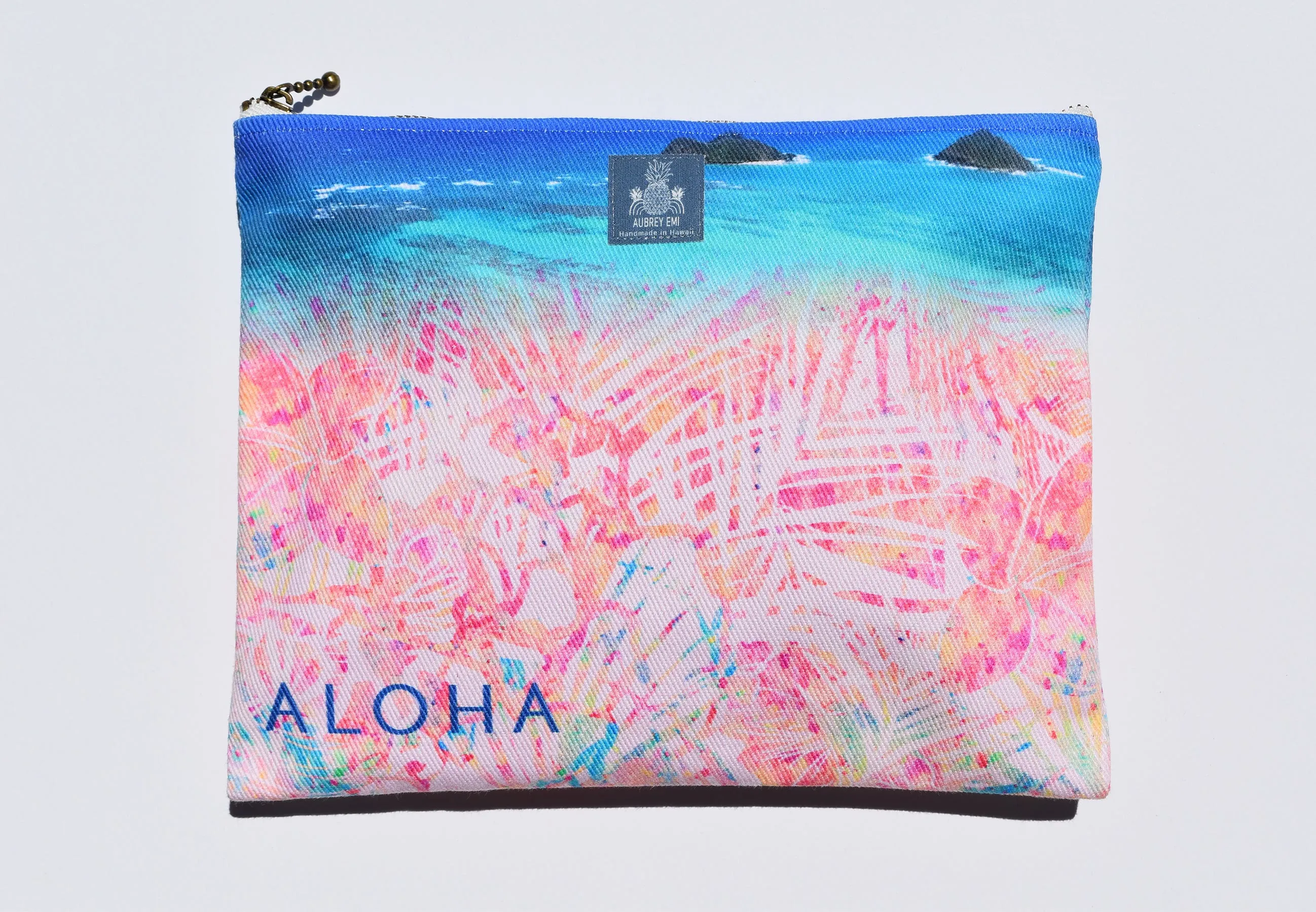 Mokulua Islands - Pink Tropics Medium Pouch