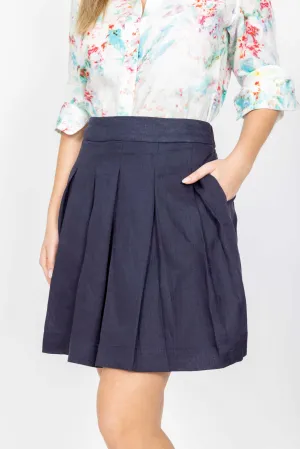 Monaco Linen Skirt - Navy