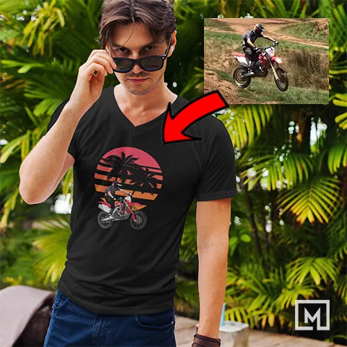 Motorcycles | Custom Print for Men | V-Neck T-shirt