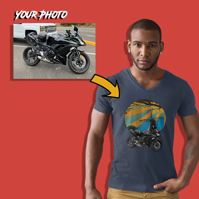 Motorcycles | Custom Print for Men | V-Neck T-shirt