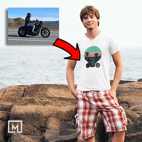 Motorcycles | Custom Print for Men | V-Neck T-shirt