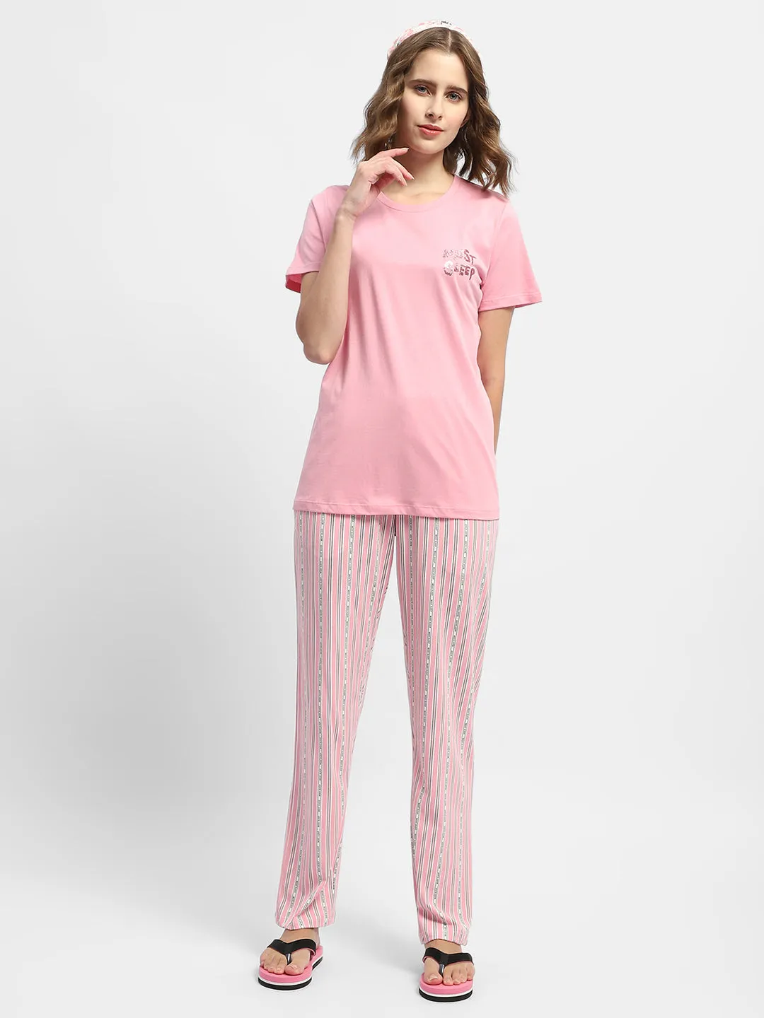 mSECRET Typography Pink Two Piece Nightsuit