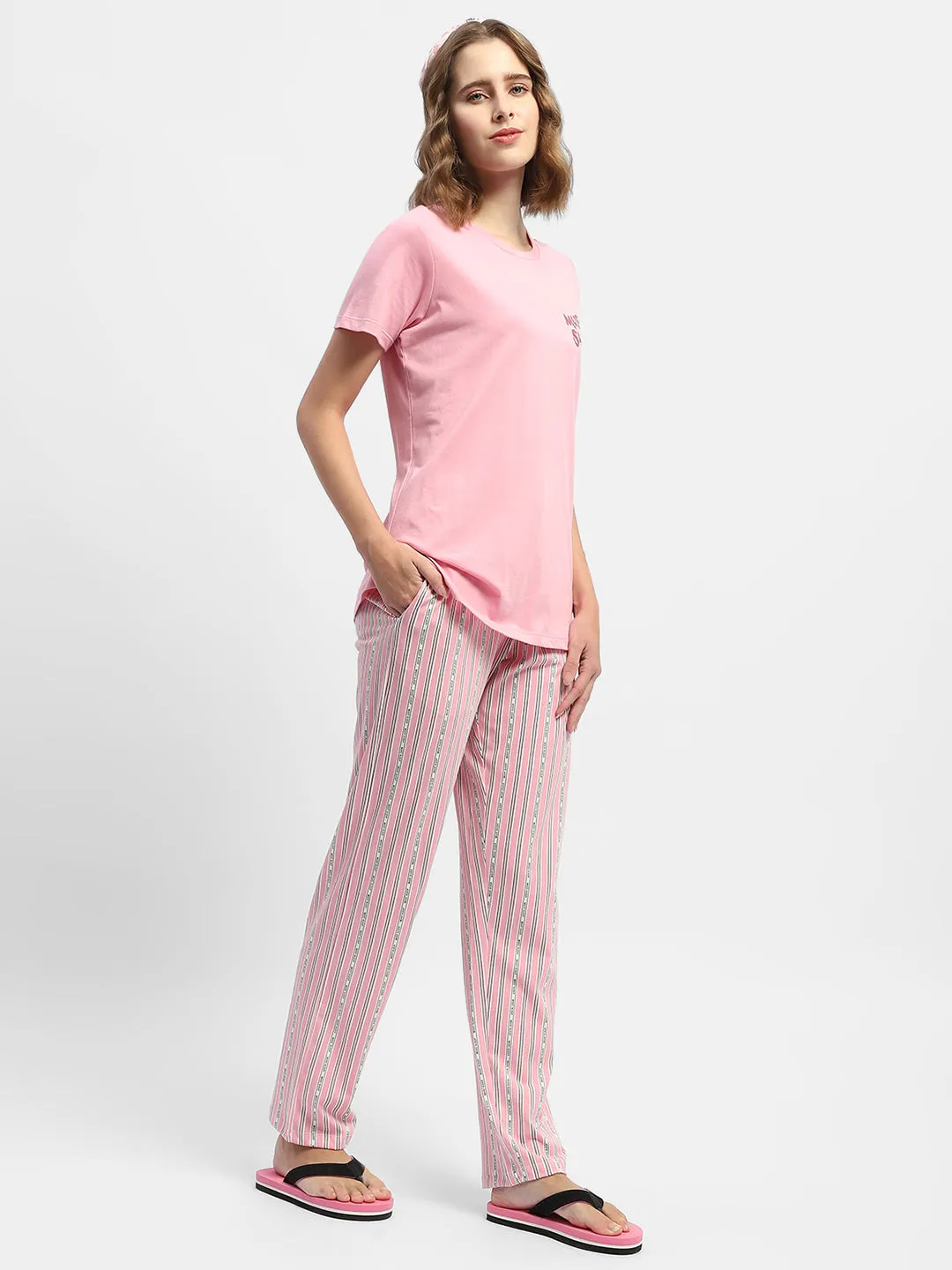 mSECRET Typography Pink Two Piece Nightsuit