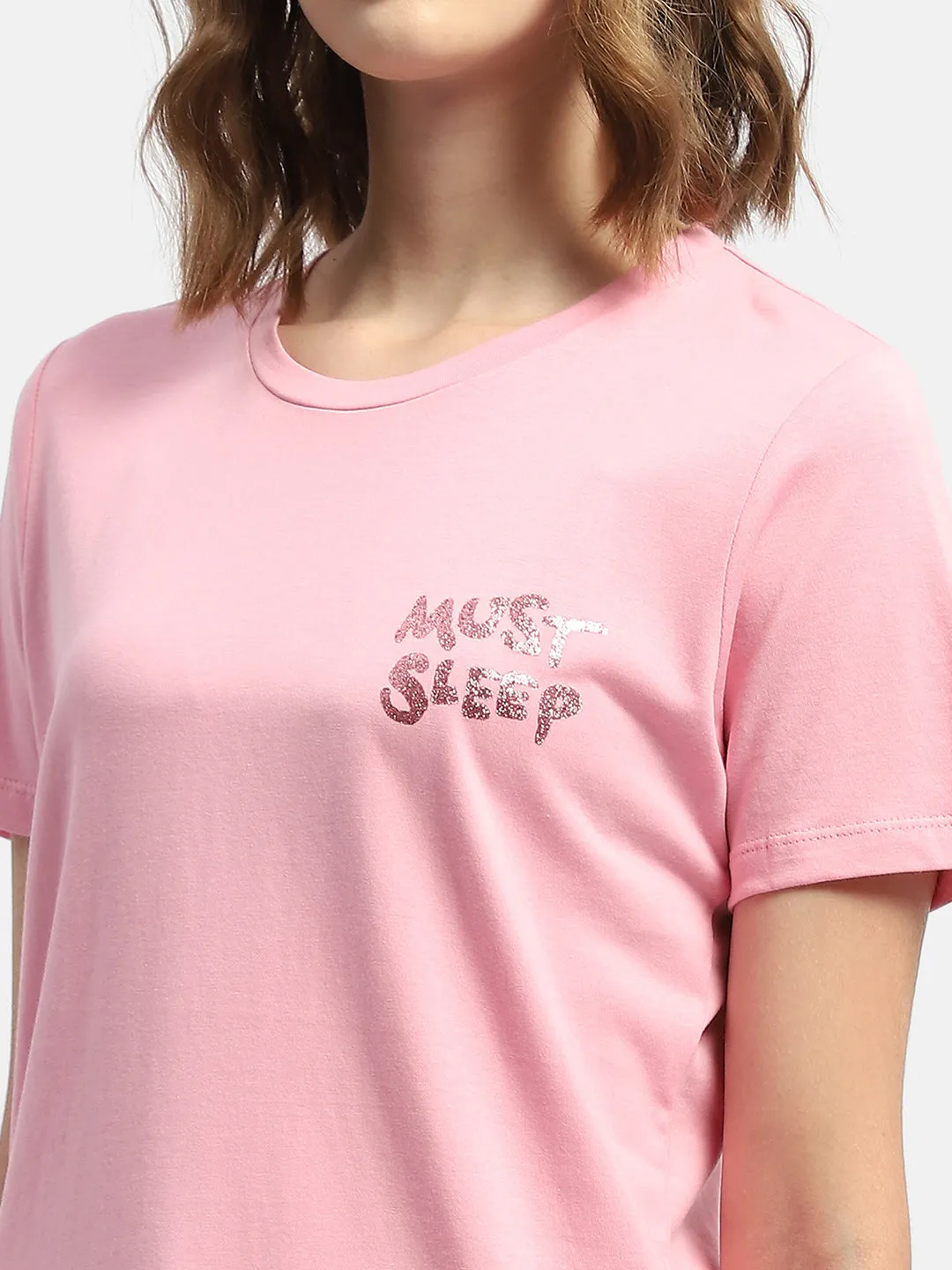 mSECRET Typography Pink Two Piece Nightsuit