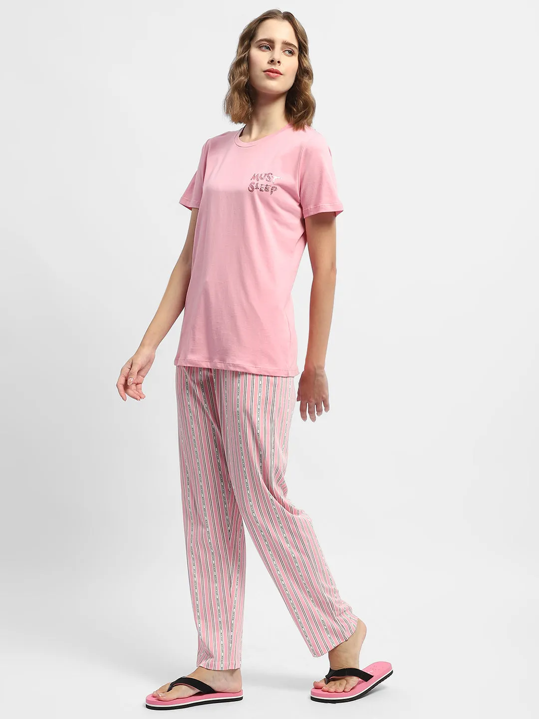 mSECRET Typography Pink Two Piece Nightsuit
