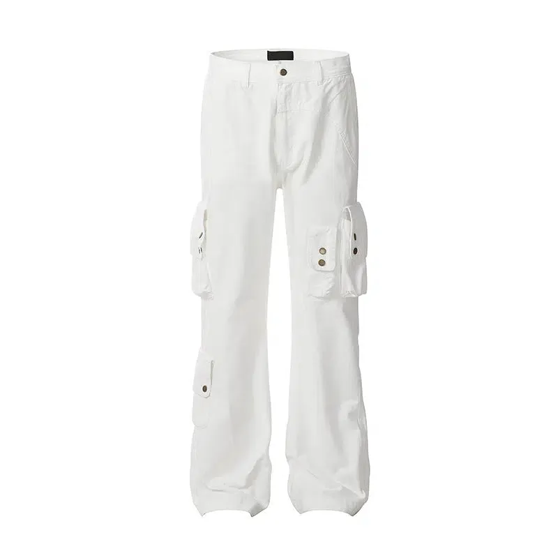 Multi-pocket Camouflage Straight-leg Jeans