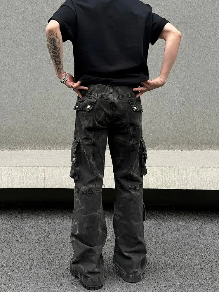Multi-pocket Camouflage Straight-leg Jeans