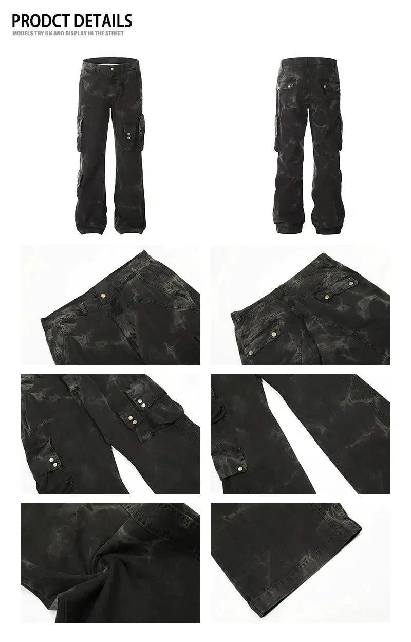 Multi-pocket Camouflage Straight-leg Jeans