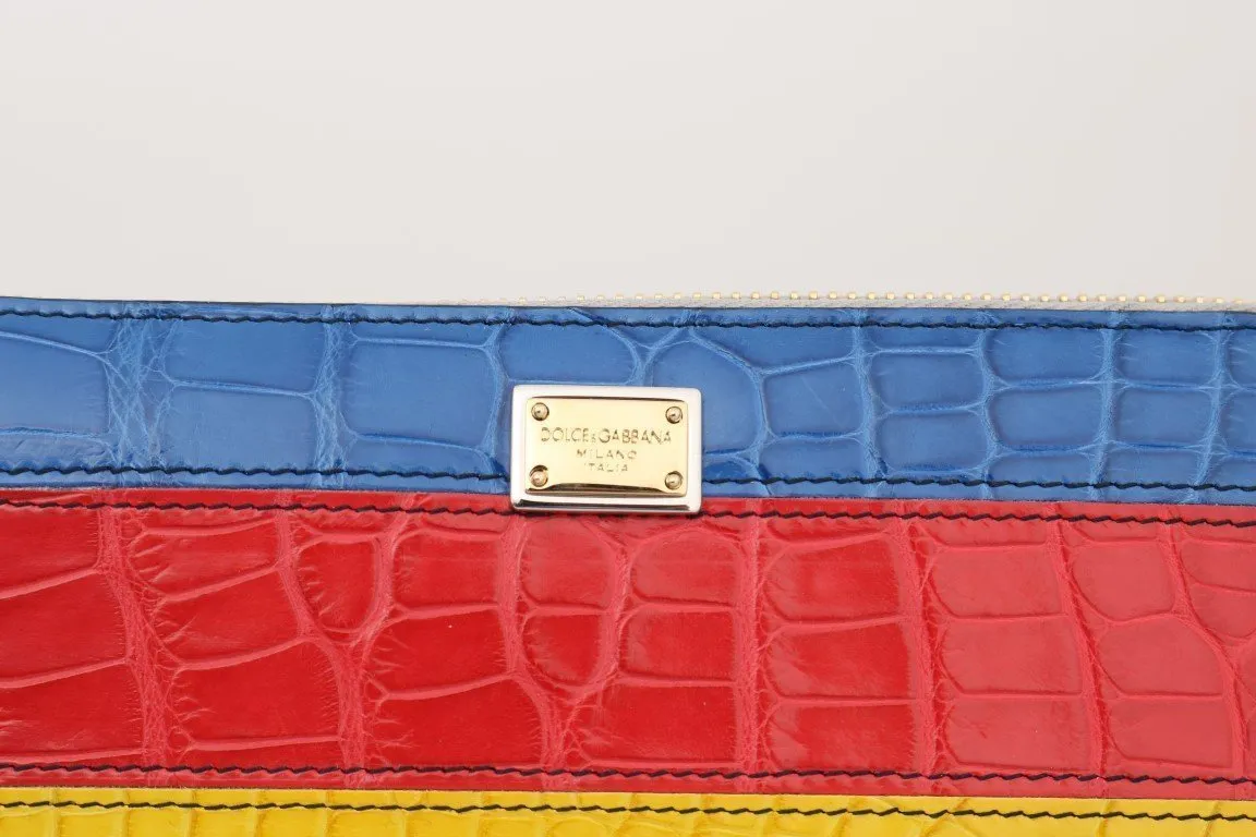 Multicolor Alligator Crocodile Leather Continental Wallet