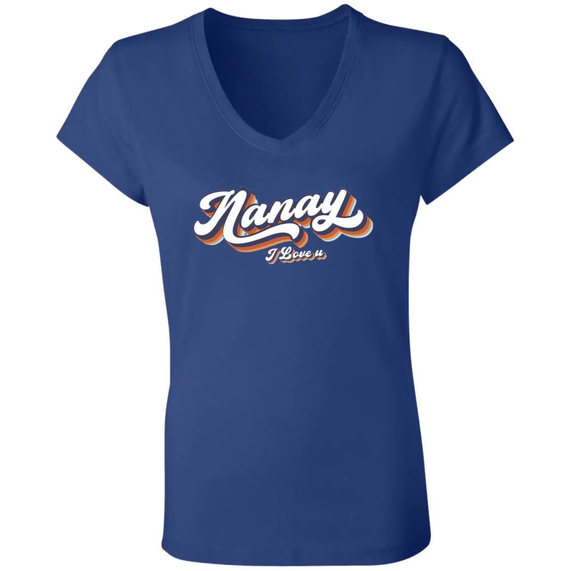 Nanay I Love U Ladies Jersey V-Neck T-Shirt