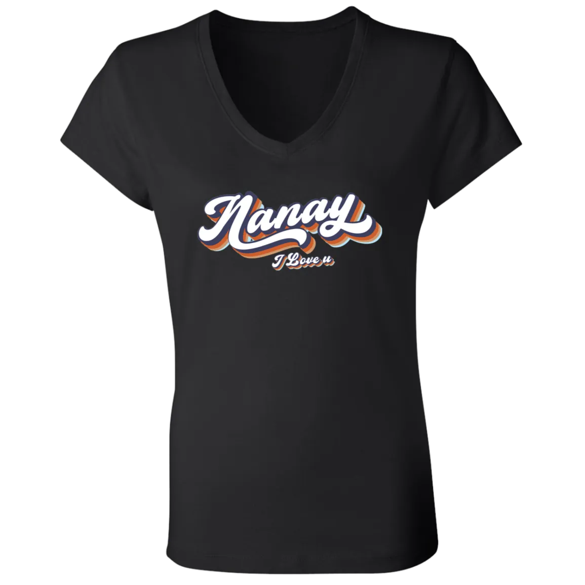 Nanay I Love U Ladies Jersey V-Neck T-Shirt