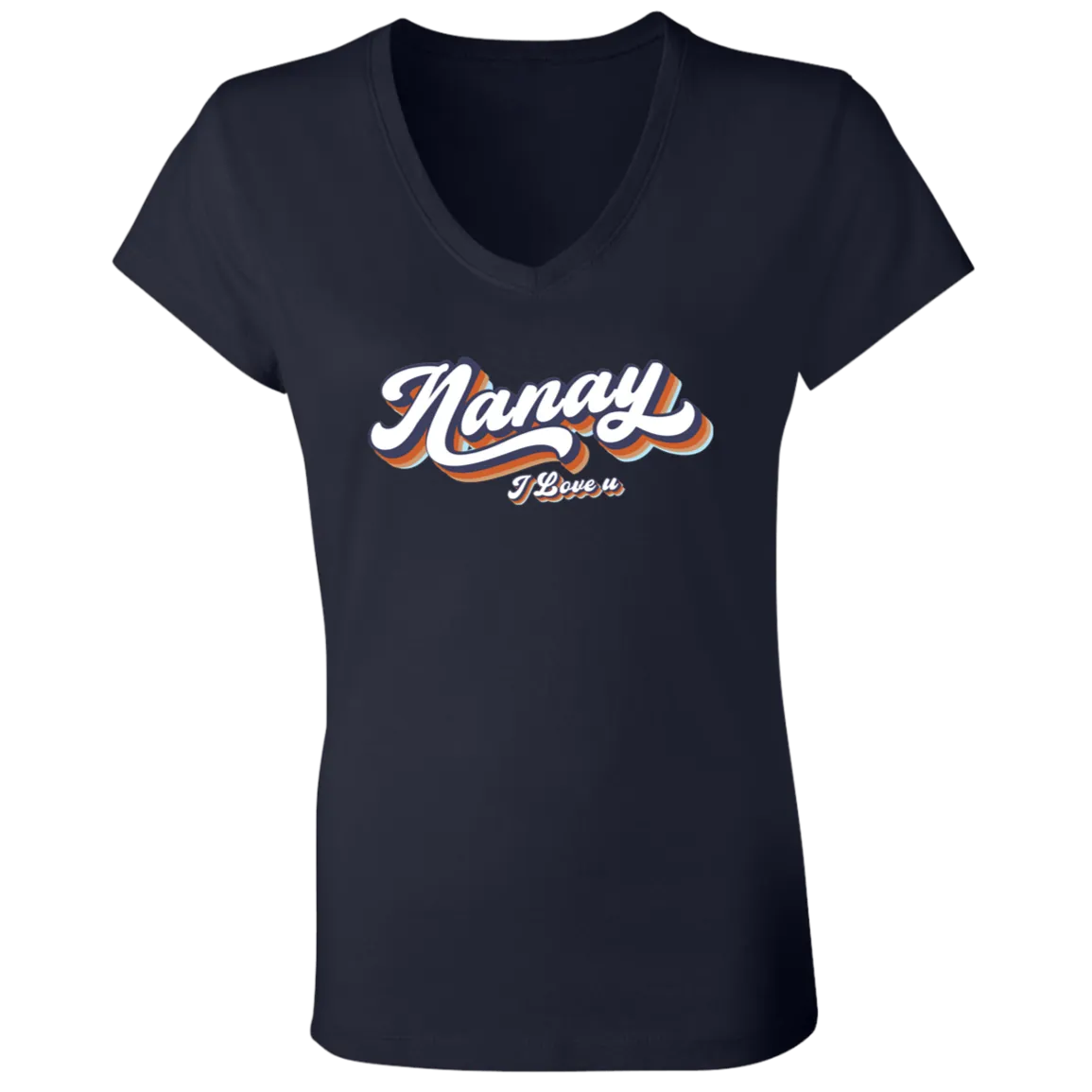Nanay I Love U Ladies Jersey V-Neck T-Shirt