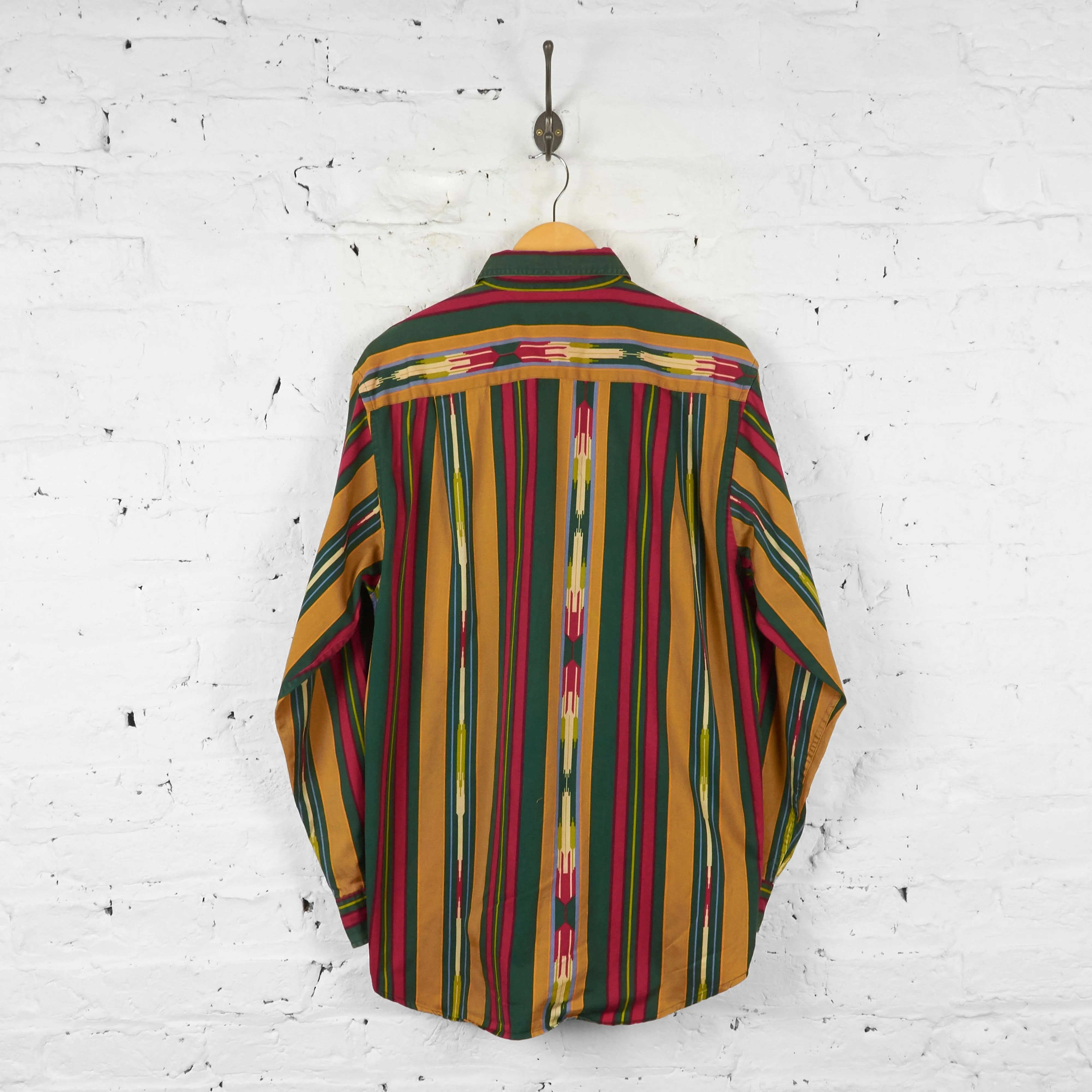 Nautica Striped Western Shirt - Red/Green - M