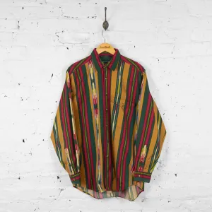 Nautica Striped Western Shirt - Red/Green - M
