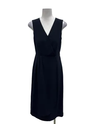 Navy Blue V-Neck Sleeveless Midi Dress OSN