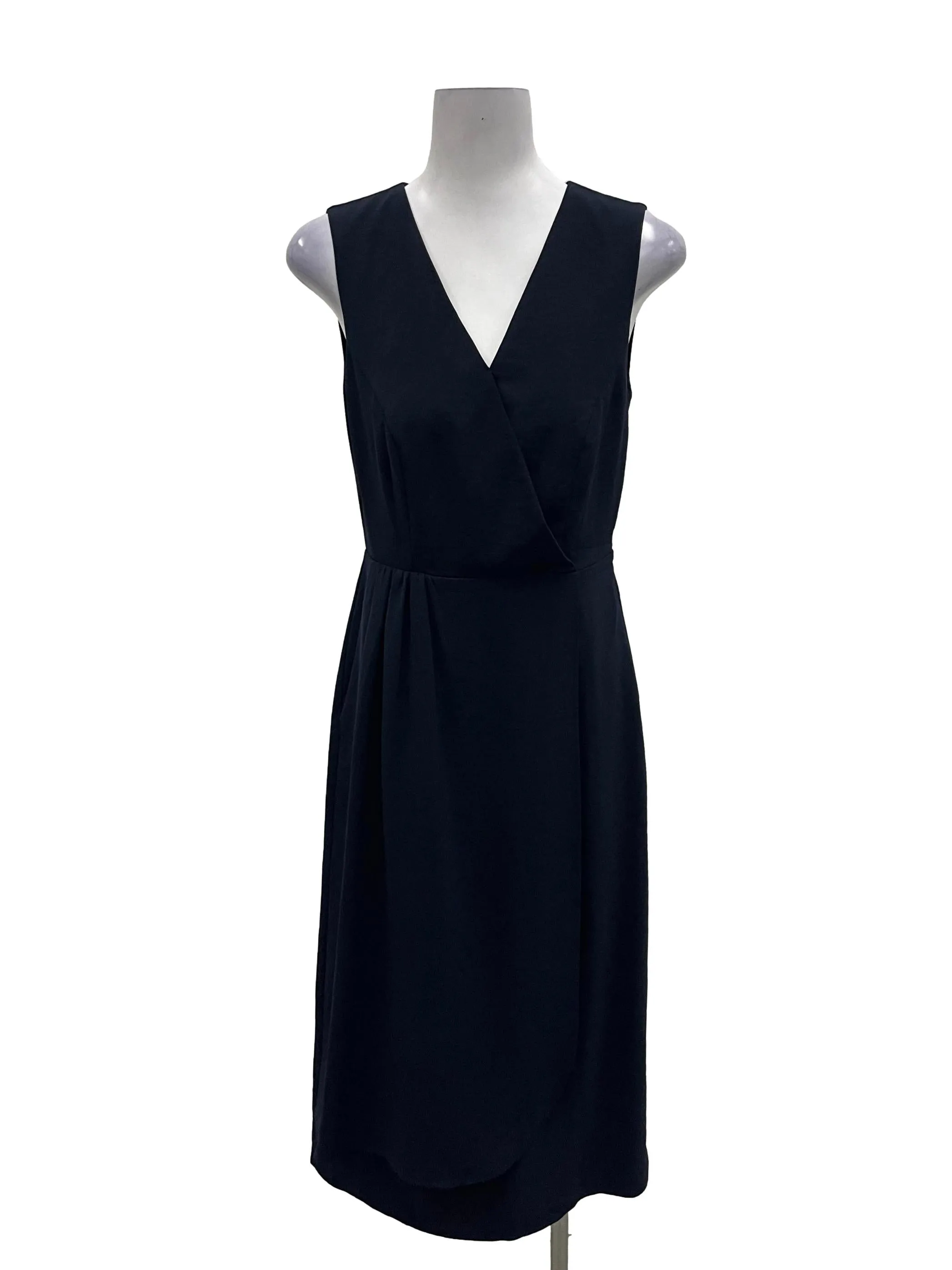 Navy Blue V-Neck Sleeveless Midi Dress OSN