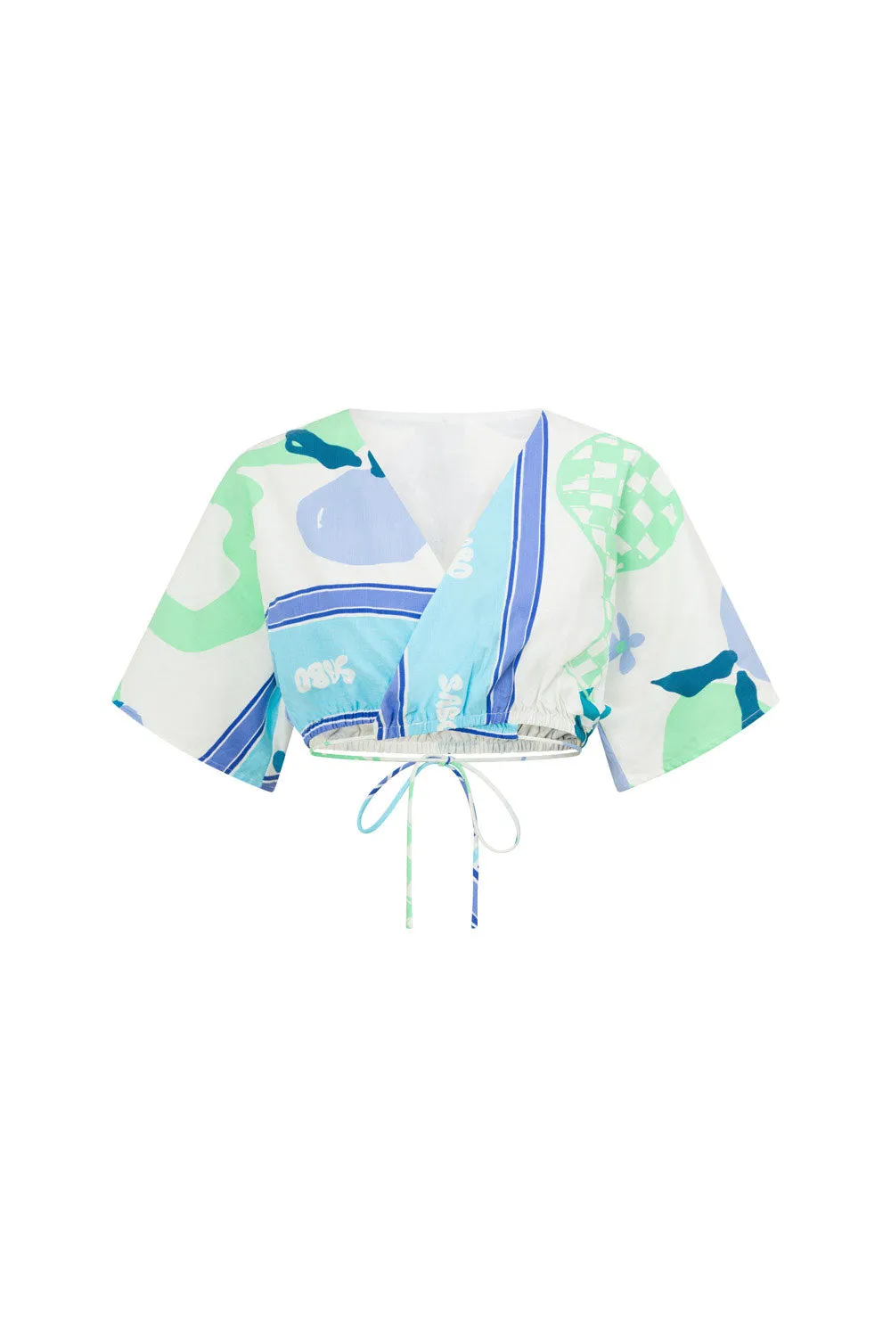 Naya Wrap Top - Scarf Azure