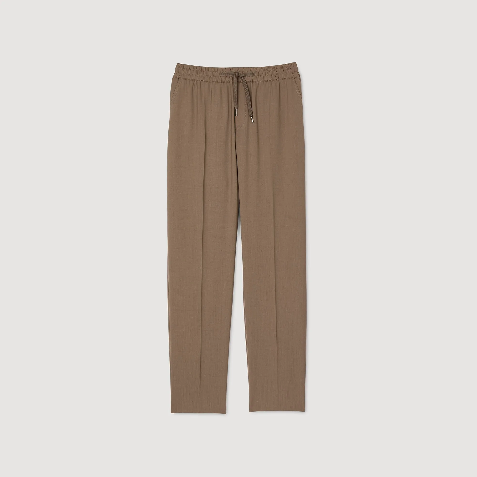 New Alpha Elasticated Straight-Leg Trousers Dark Sand
