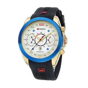 New Famous CURREN Brand Rubber Fashion Quartz Men Casual Watch Calendar Date Work 30M Waterproof Wristwatch
