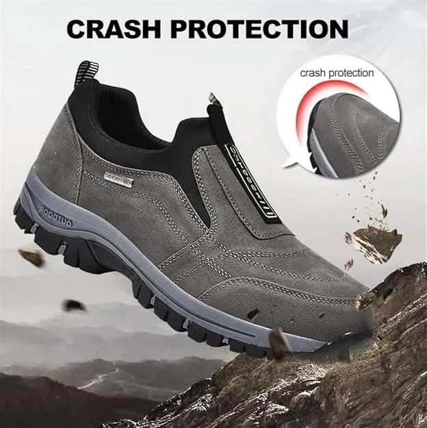 NEW Men's Hiking Shoes Slip On Waterproof Anti-Slip Shoes with Arch Support Lightweight Orthopedic Loafers Breathable Sneakers Low-top Walking Boat Shoe, Brown, Sz 11