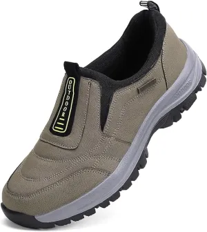 NEW Men's Hiking Shoes Slip On Waterproof Anti-Slip Shoes with Arch Support Lightweight Orthopedic Loafers Breathable Sneakers Low-top Walking Boat Shoe, Brown, Sz 11