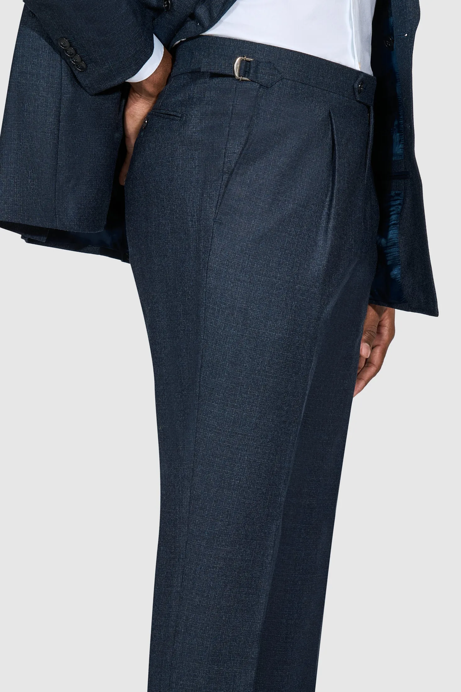 New SUITREVIEW Elmhurst Midnight Blue Speckle Pure Wool Super 130s Suit - Size 42L