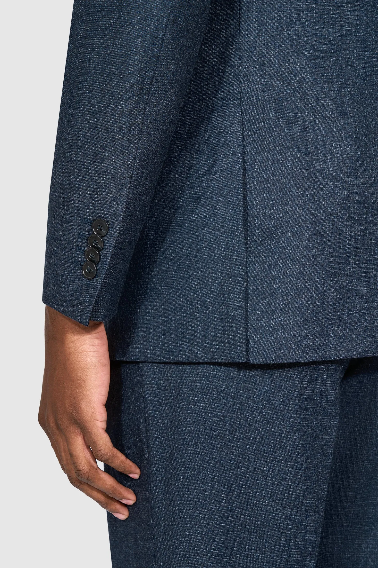 New SUITREVIEW Elmhurst Midnight Blue Speckle Pure Wool Super 130s Suit - Size 42L