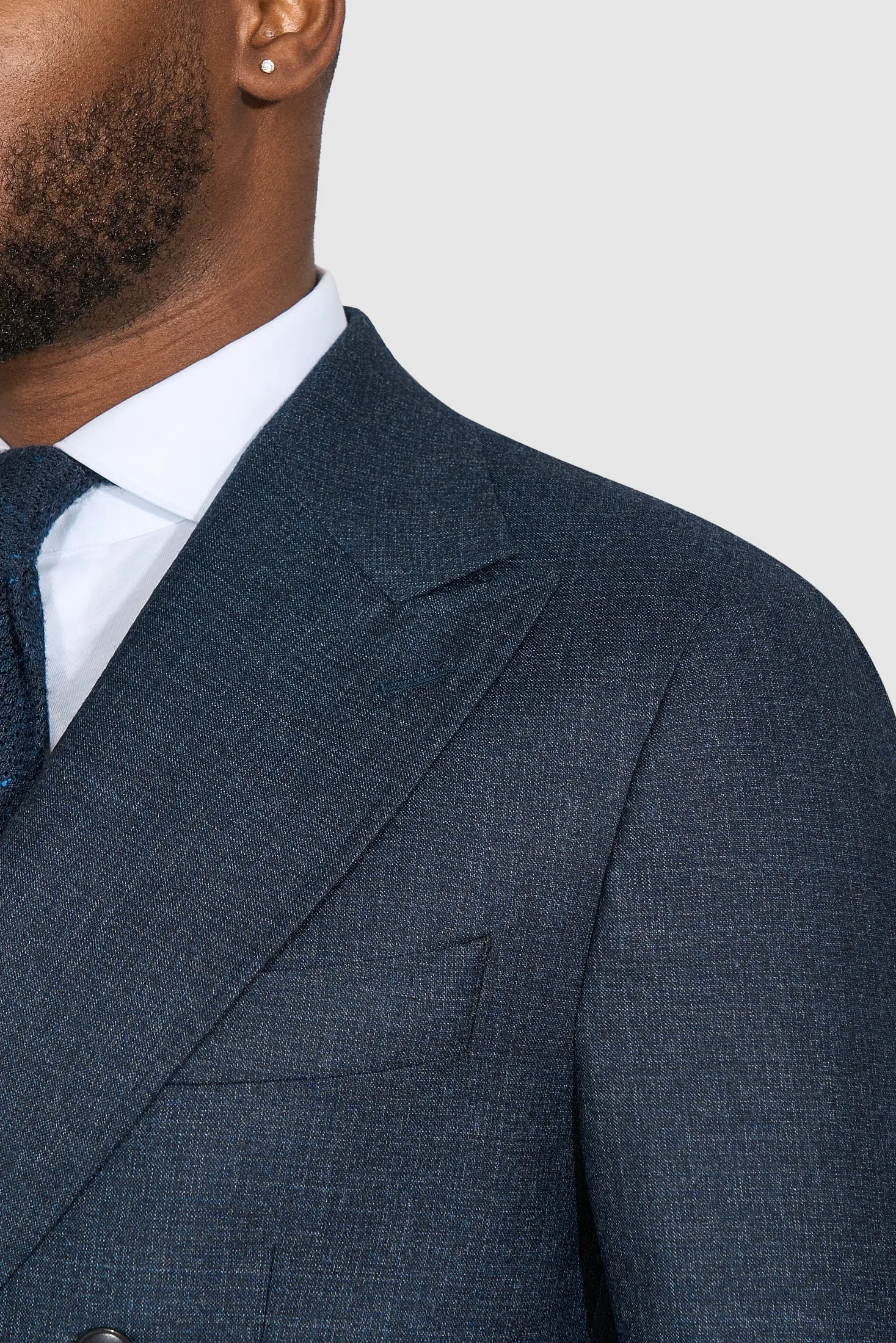 New SUITREVIEW Elmhurst Midnight Blue Speckle Pure Wool Super 130s Suit - Size 42L