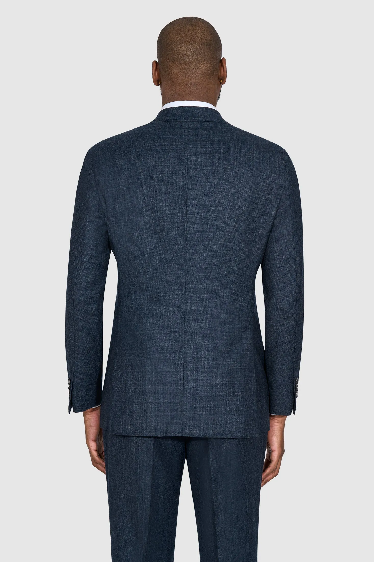 New SUITREVIEW Elmhurst Midnight Blue Speckle Pure Wool Super 130s Suit - Size 42L