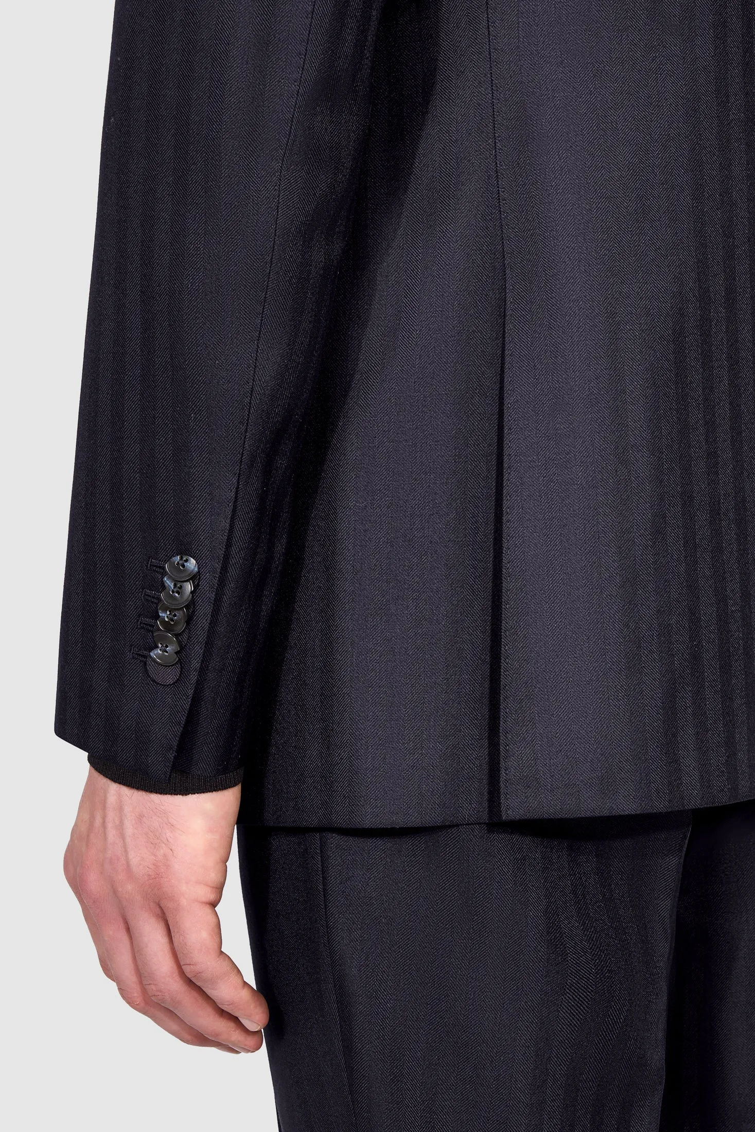 New SUITREVIEW Elmhurst Navy Herringbone Pure Wool Super 120s Suit - All Sizes Made To Order