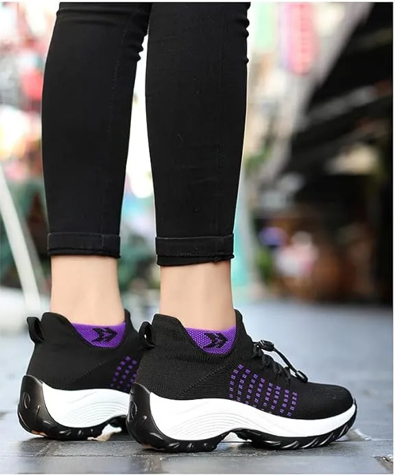 NEW Women’s Ortho Stretch Cushion Sneakers, Purple, Sz 7