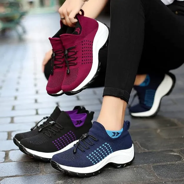 NEW Women’s Ortho Stretch Cushion Sneakers, Purple, Sz 7