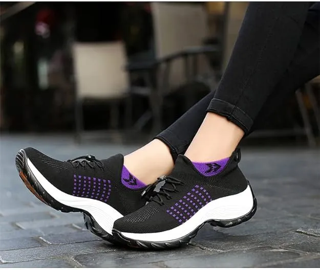 NEW Women’s Ortho Stretch Cushion Sneakers, Purple, Sz 7