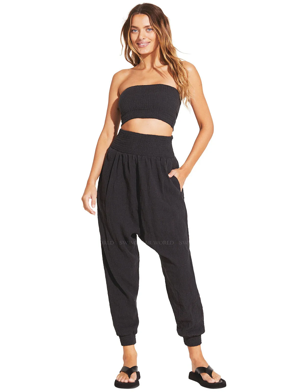 Nya Smocked Bandeau-Nya Smocked Beach Pant ::RET