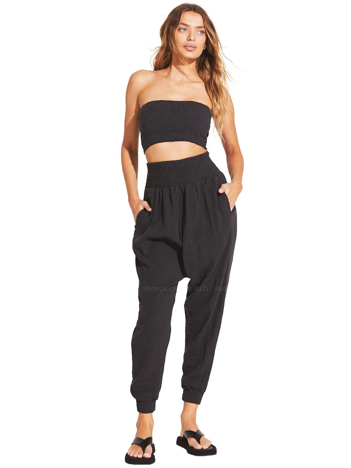 Nya Smocked Bandeau-Nya Smocked Beach Pant ::RET