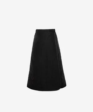 OBER Golf Fur Combination Padding Wrap Skirt - Black