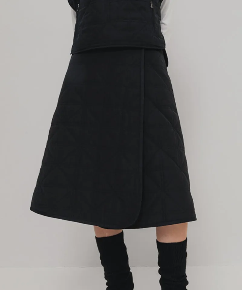 OBER Golf Fur Combination Padding Wrap Skirt - Black