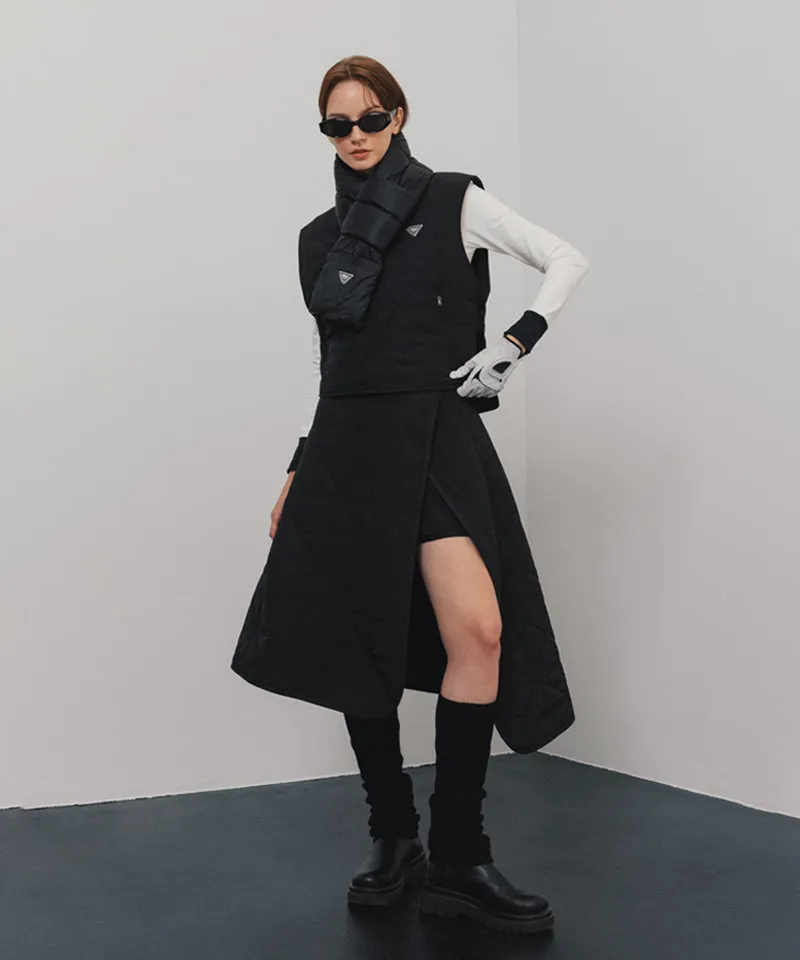 OBER Golf Fur Combination Padding Wrap Skirt - Black