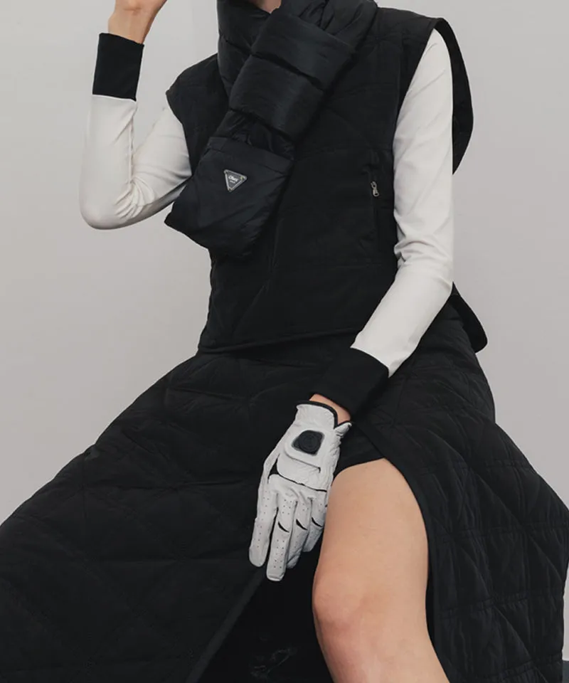 OBER Golf Fur Combination Padding Wrap Skirt - Black