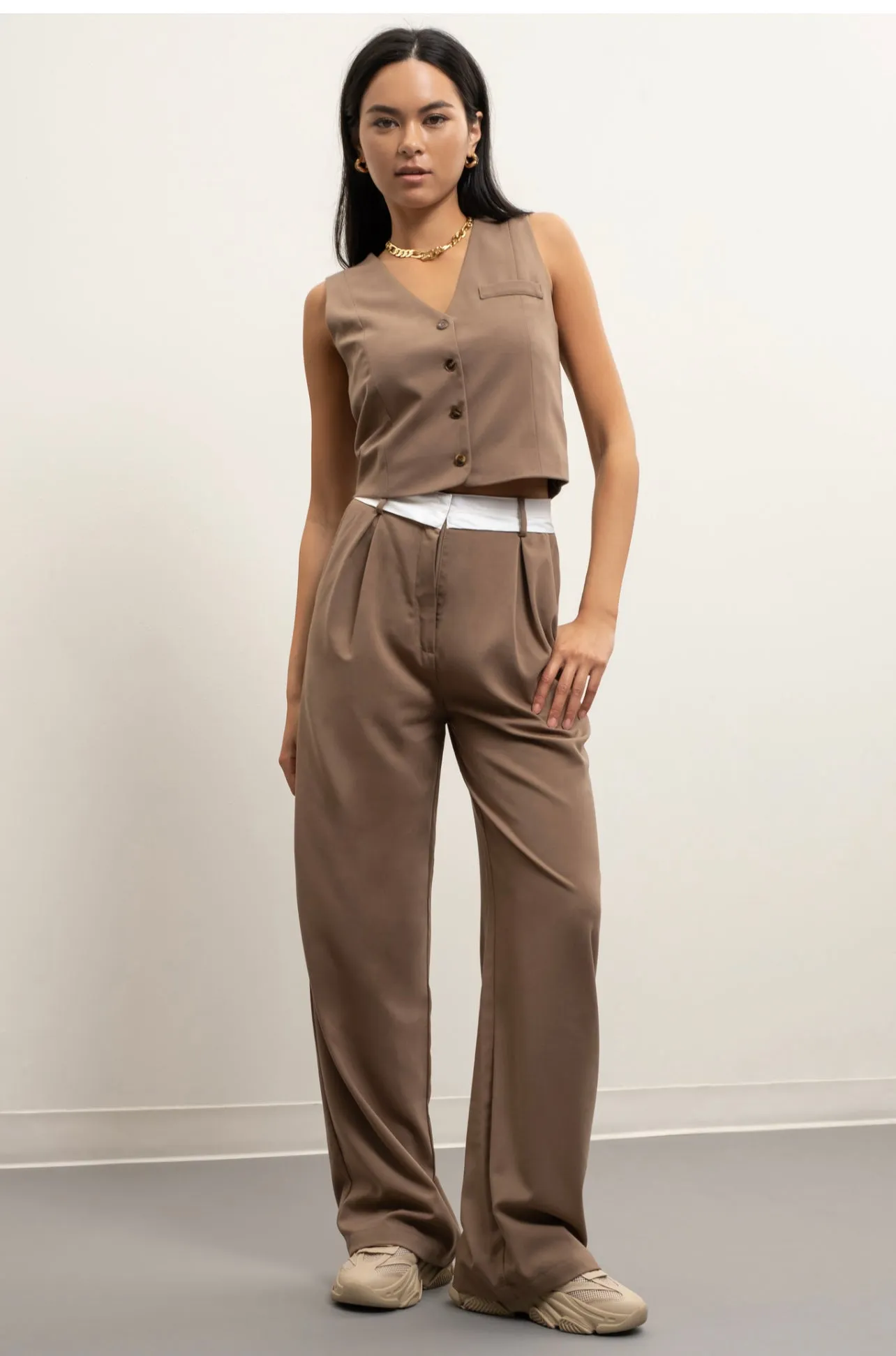 Olive High Waisted Trouser