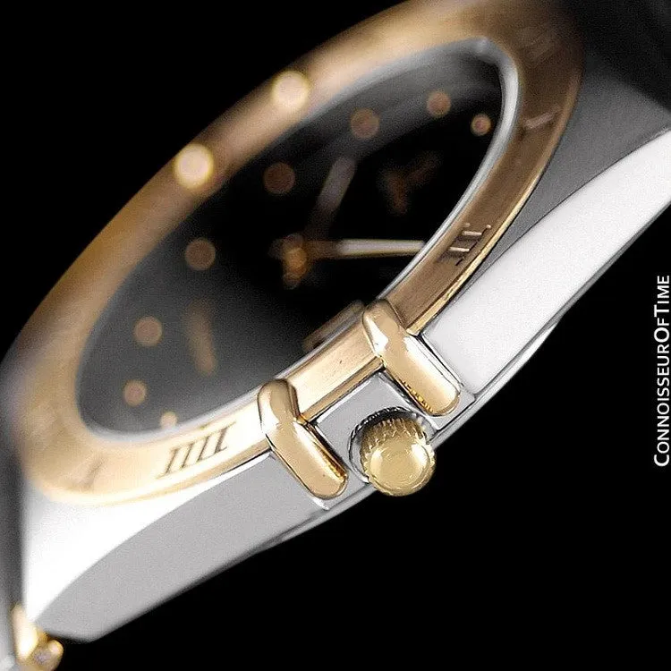 Omega Constellation Mens 35mm Watch, Quartz, Date, Black Dial - Brushed Stainless Steel & 18K Gold