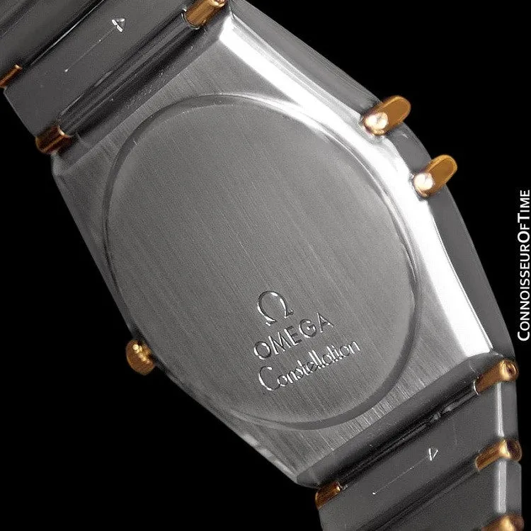 Omega Constellation Mens 35mm Watch, Quartz, Date, Black Dial - Brushed Stainless Steel & 18K Gold